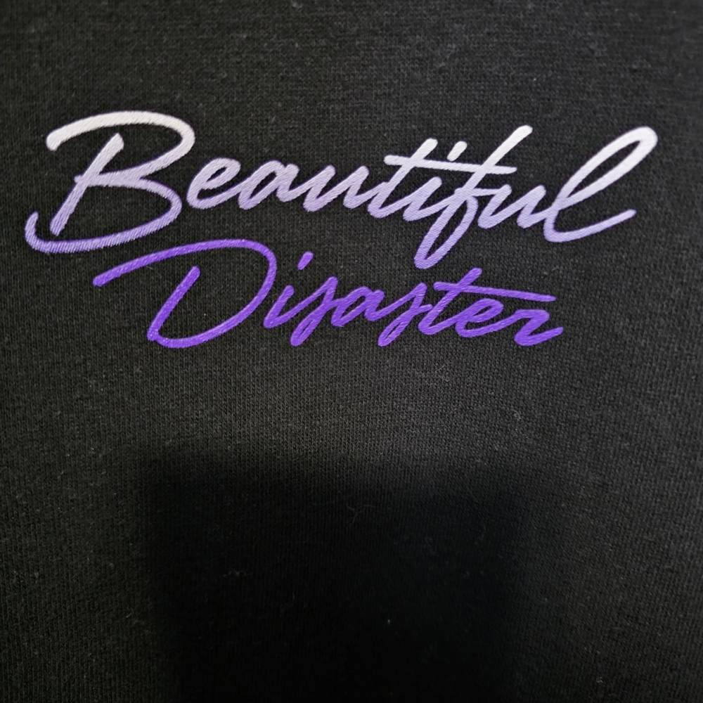 Beautiful Disaster Size 1X Black Zip-Up Hoodie - Picture 3 of 9